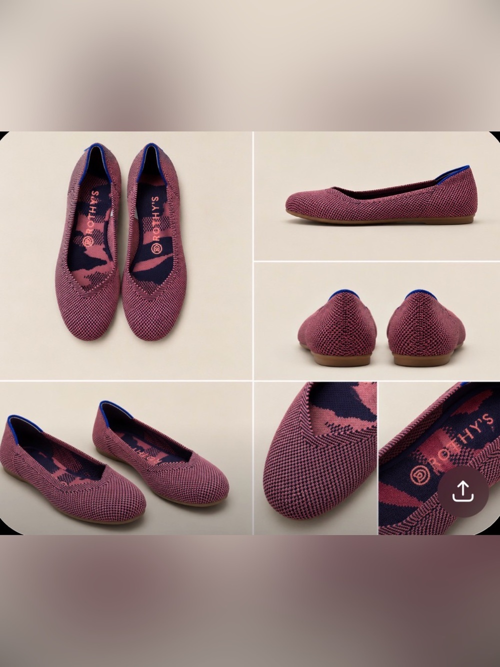 Rothy’s Women’s Rose Pink Double Stitch Knit Ballet Round Toe Flats Size 8